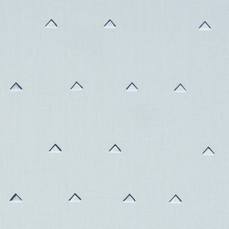 Schumacher OVERLAPPING TRIANGLES NAVY AND WHITE ON SKY Fabric | Atlanta Fabrics