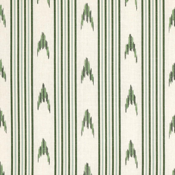 SCHUMACHER SANTA BARBARA IKAT LEAF GREEN FABRIC | Atlanta Fabrics