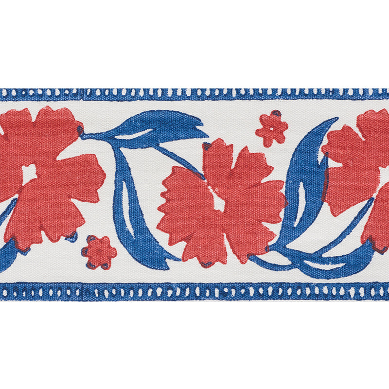 Schumacher ADRA HAND BLOCKED TAPE RED & BLUE Trim | Atlanta Fabrics