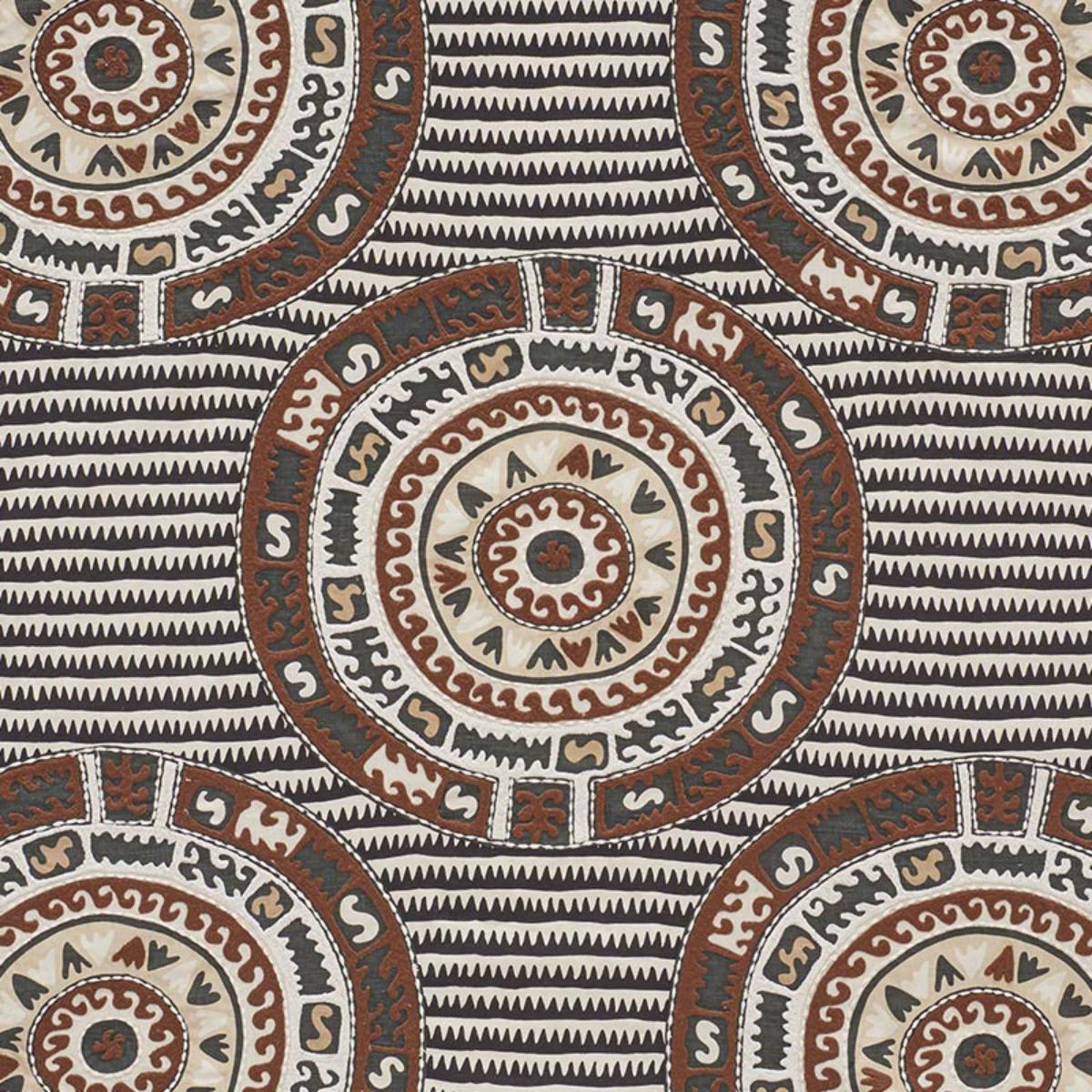 SCHUMACHER CORFU BLACK NEUTRAL FABRIC | Atlanta Fabrics