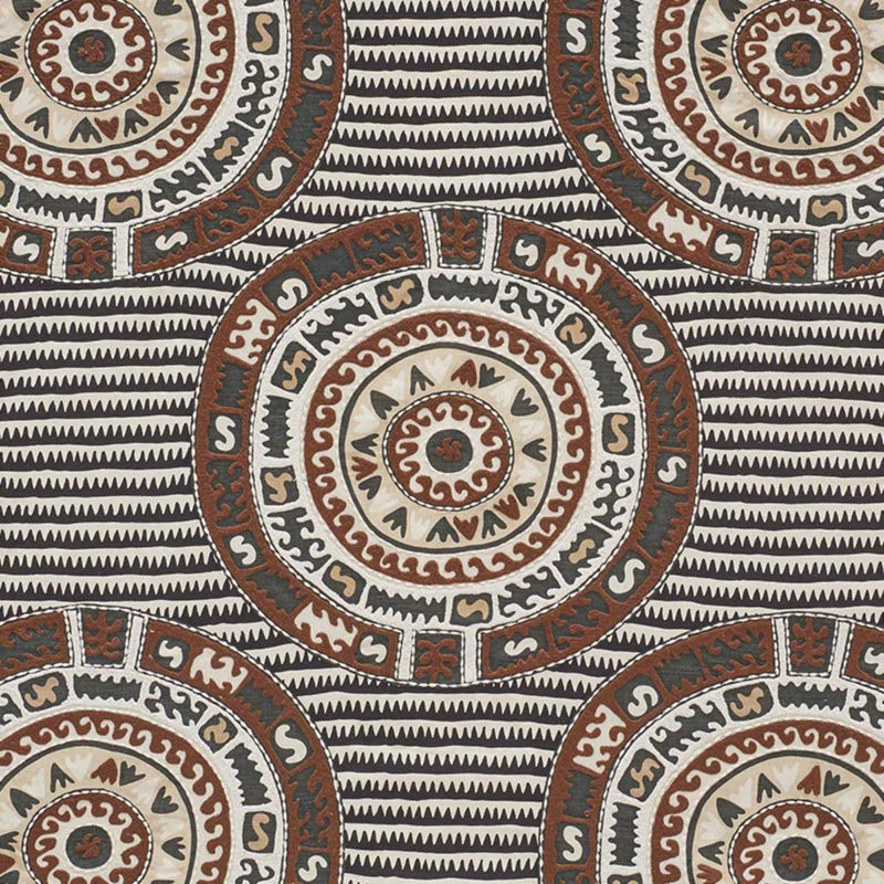 SCHUMACHER CORFU BLACK NEUTRAL FABRIC | Atlanta Fabrics