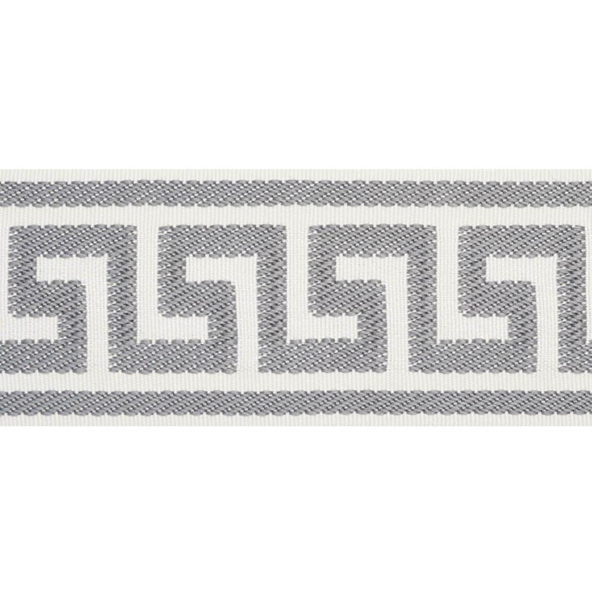 Schumacher ETIENNE SILK GREEK KEY WIDE GREY Trim | Atlanta Fabrics