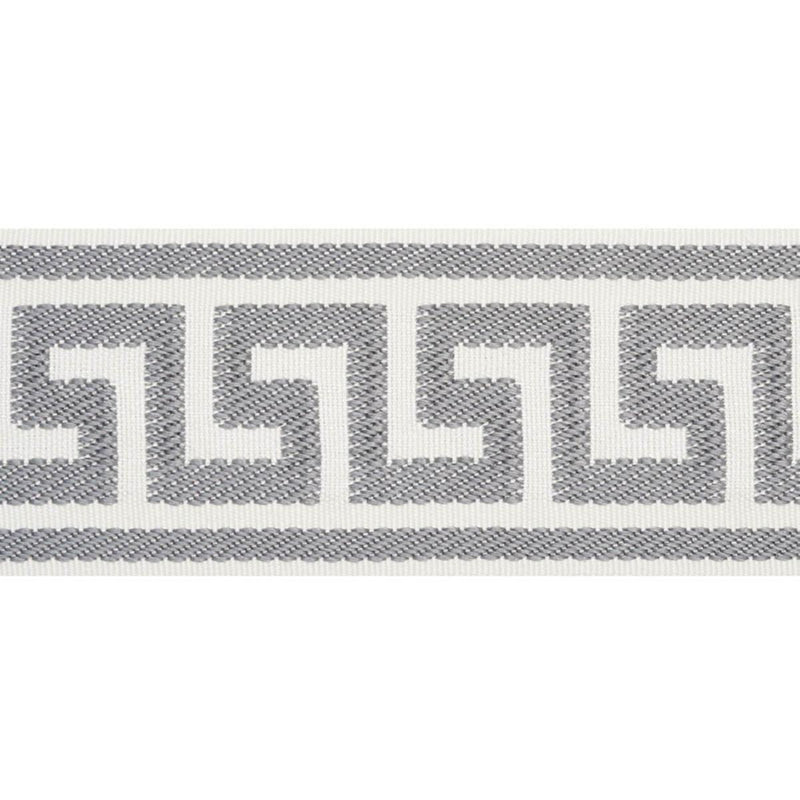 Schumacher ETIENNE SILK GREEK KEY WIDE GREY Trim | Atlanta Fabrics