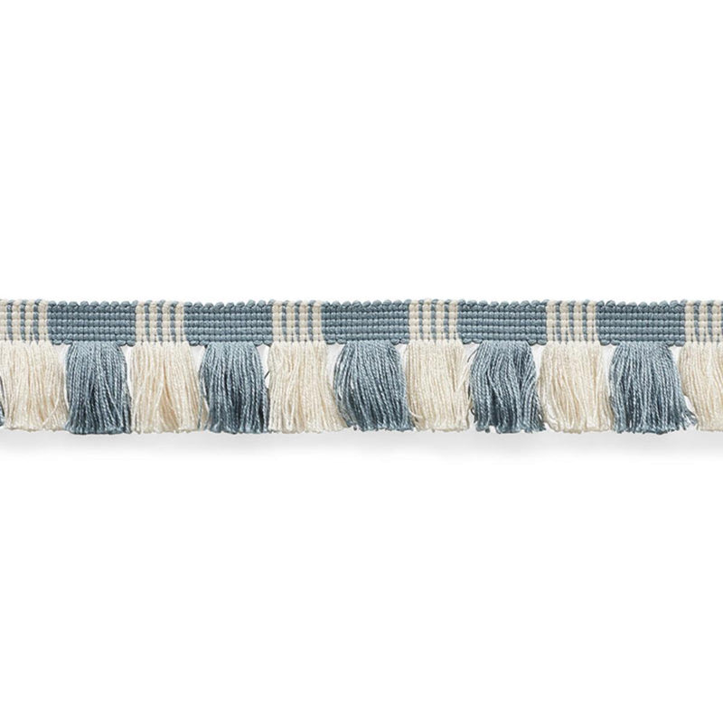 SCHUMACHER JUNO FRINGE SKY & IVORY TRIM | Atlanta Fabrics