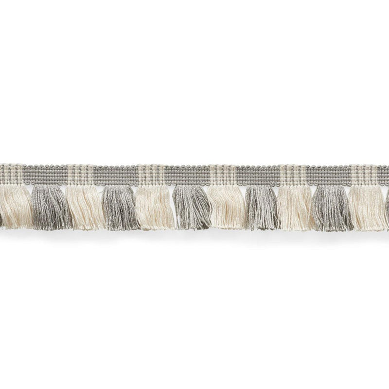 SCHUMACHER JUNO FRINGE GREY & IVORY TRIM | Atlanta Fabrics