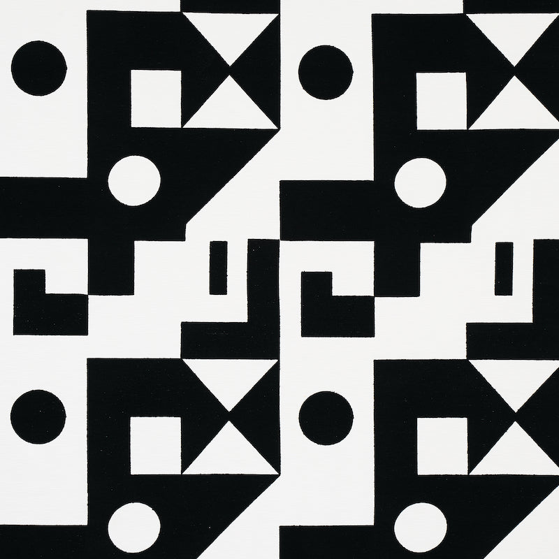 Schumacher BINARY EMBROIDERY BLACK Fabric | Atlanta Fabrics