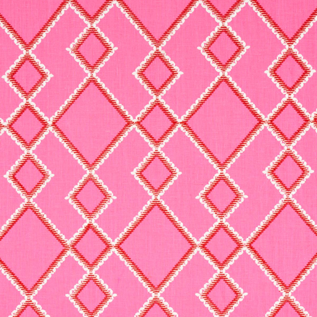 SCHUMACHER BRANSON EMBROIDERY PINK FABRIC | Atlanta Fabrics
