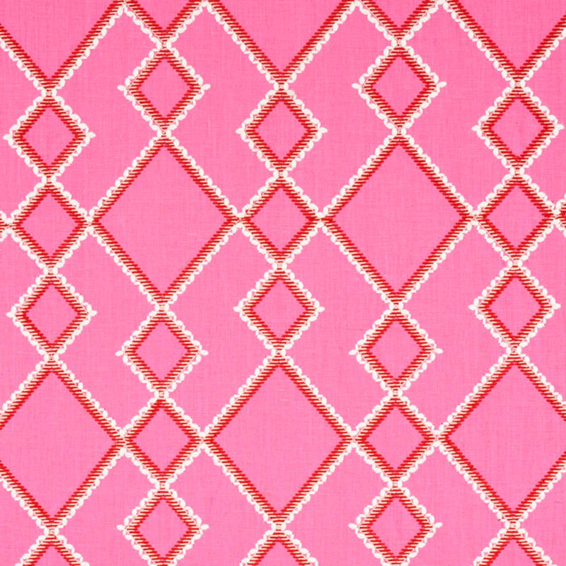 SCHUMACHER BRANSON EMBROIDERY PINK FABRIC | Atlanta Fabrics