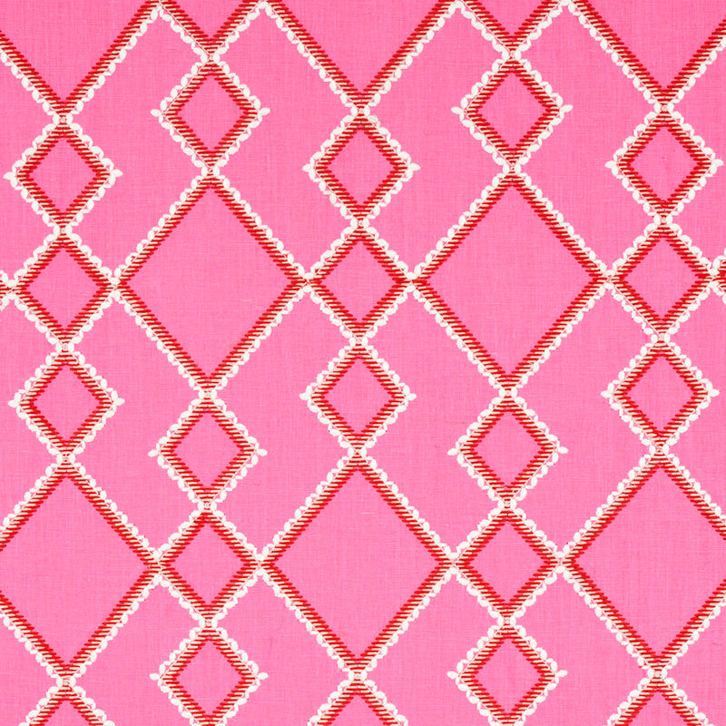Schumacher BRANSON EMBROIDERY PINK Fabric | Atlanta Fabrics