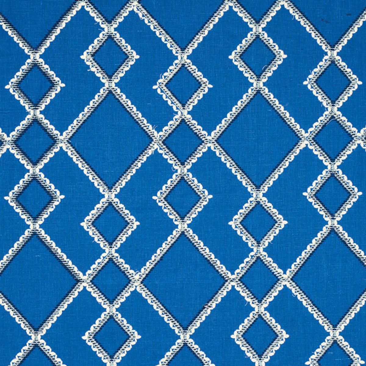 SCHUMACHER BRANSON EMBROIDERY BLUE FABRIC | Atlanta Fabrics