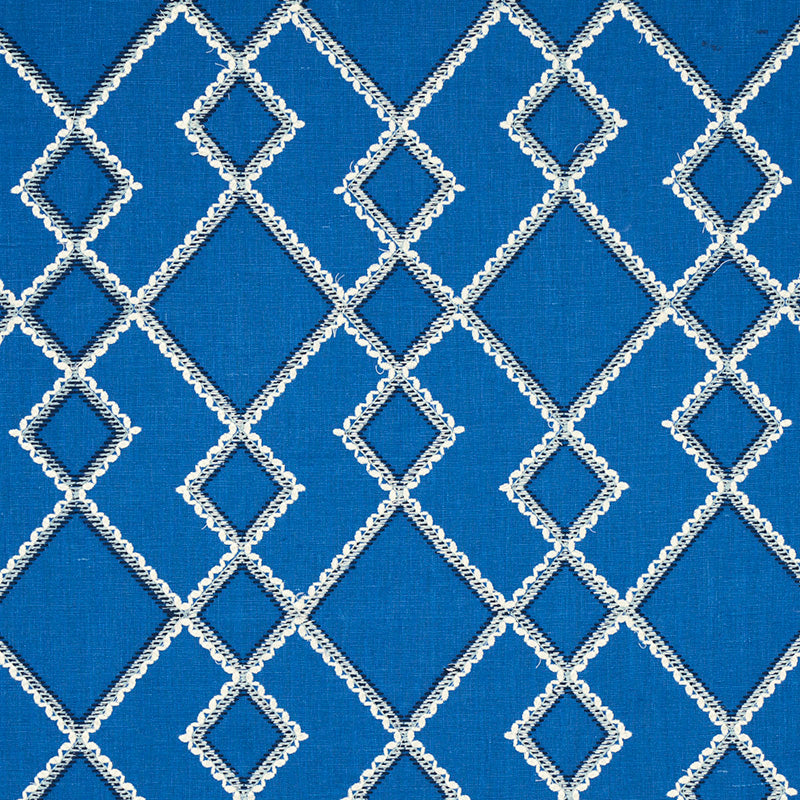 Schumacher BRANSON EMBROIDERY BLUE Fabric | Atlanta Fabrics