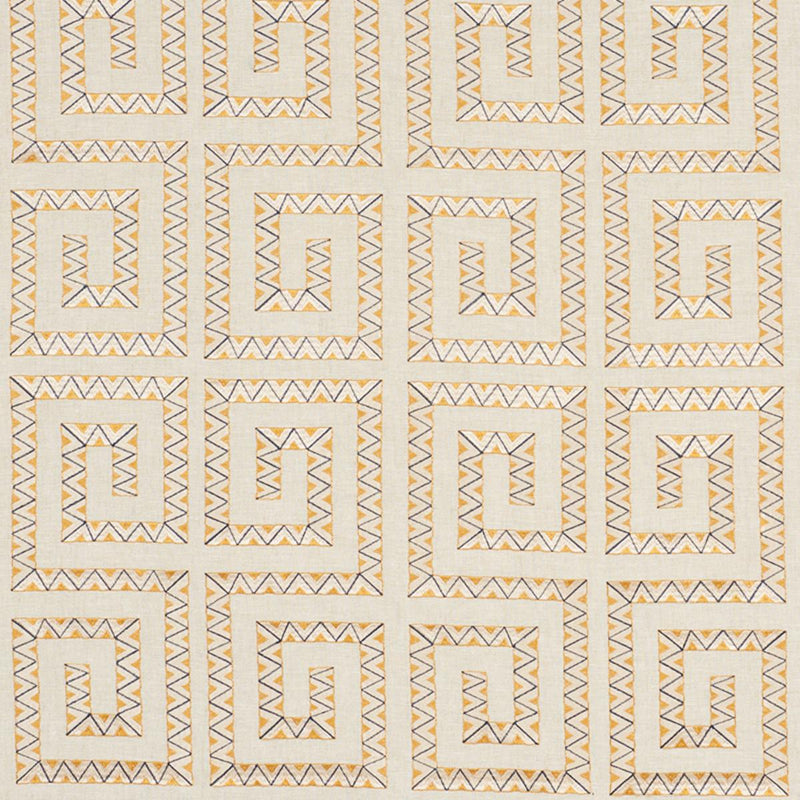 SCHUMACHER PRADO EMBROIDERY SAFFRON FABRIC | Atlanta Fabrics