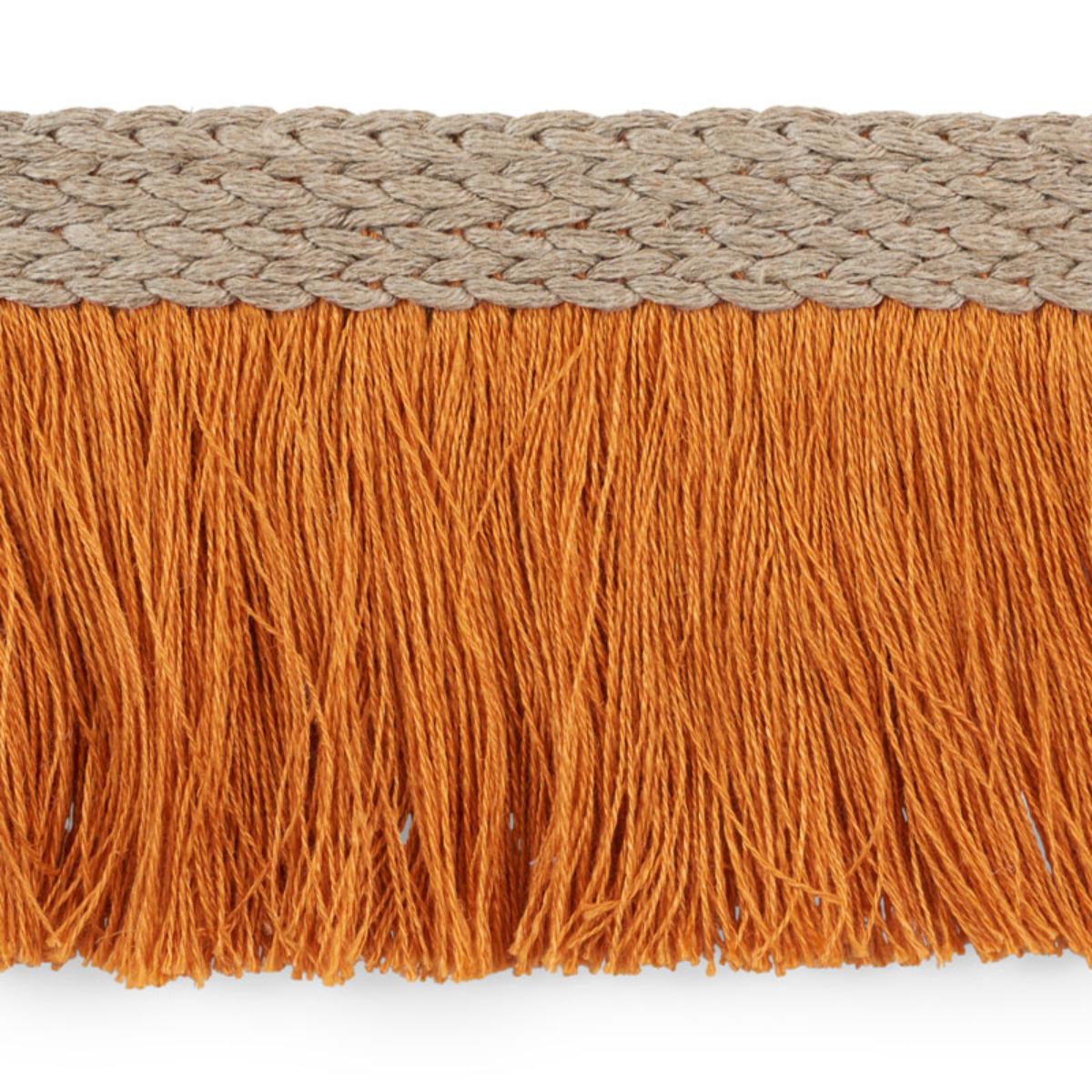 SCHUMACHER BRAIDED LINEN FRINGE ORANGE TRIM | Atlanta Fabrics