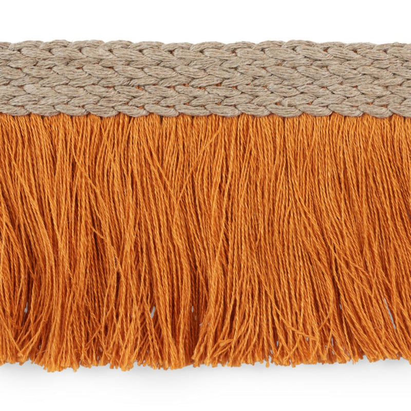 SCHUMACHER BRAIDED LINEN FRINGE ORANGE TRIM | Atlanta Fabrics