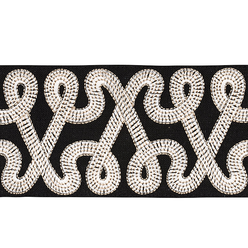Schumacher FREEFORM EMBROIDERED TAPE BLACK Trim | Atlanta Fabrics