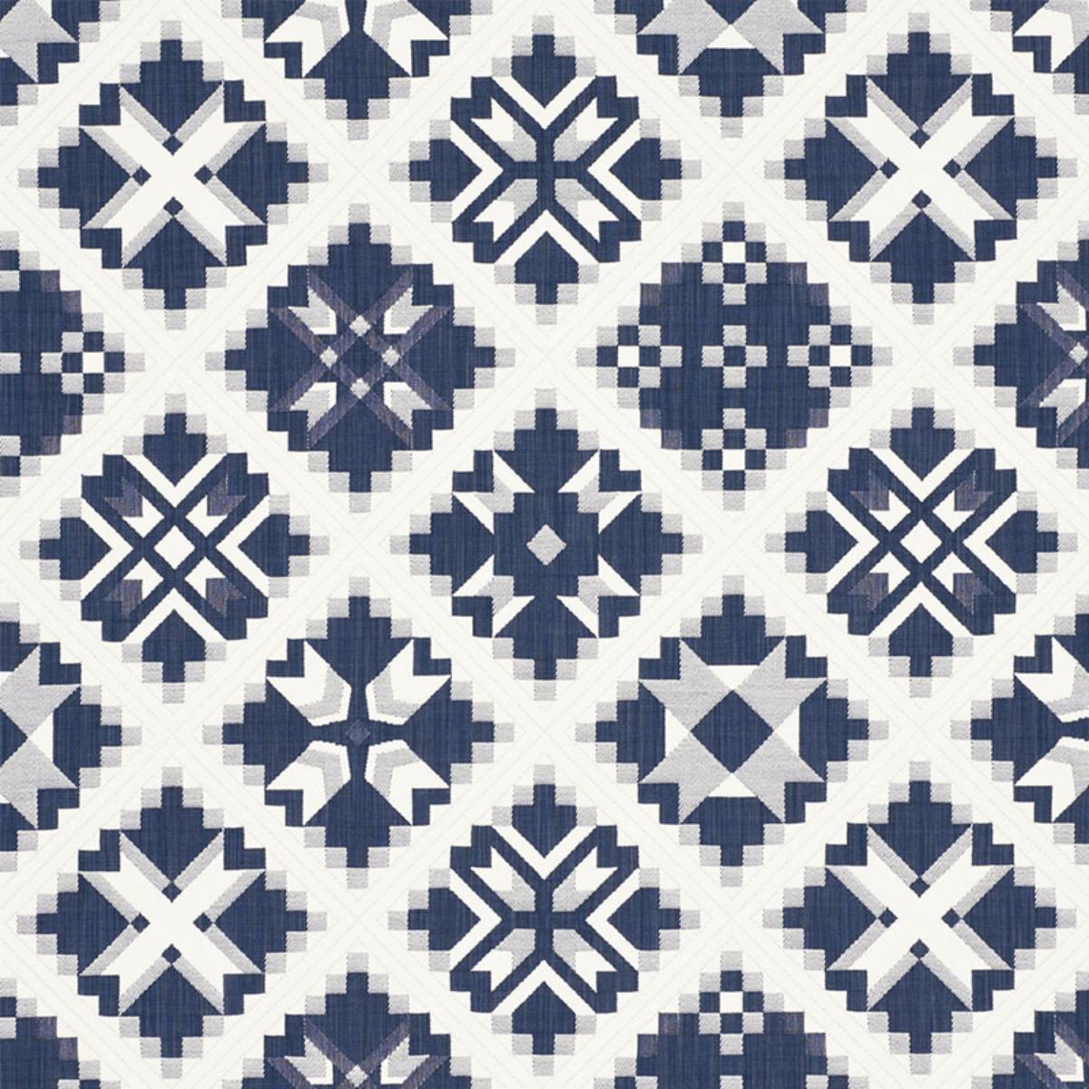 SCHUMACHER TRISTAN PATCHWORK INDIGO FABRIC | Atlanta Fabrics