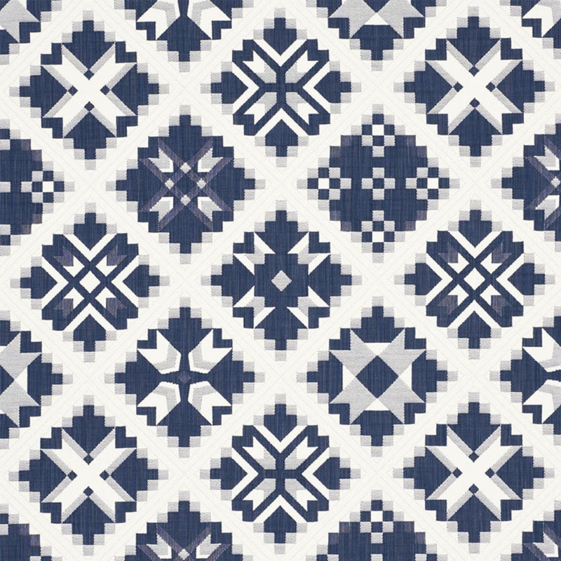 SCHUMACHER TRISTAN PATCHWORK INDIGO FABRIC | Atlanta Fabrics