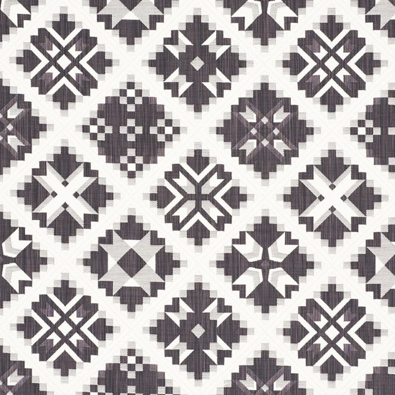 SCHUMACHER TRISTAN PATCHWORK CHARCOAL FABRIC | Atlanta Fabrics