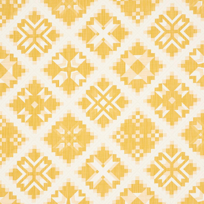 SCHUMACHER TRISTAN PATCHWORK YELLOW FABRIC | Atlanta Fabrics