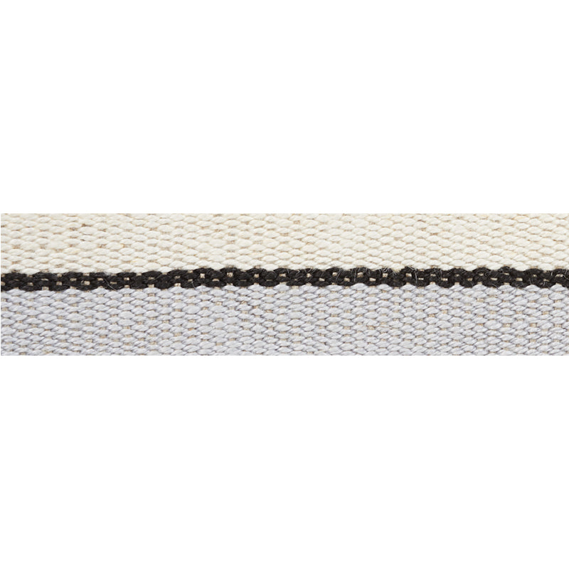Schumacher ILE SAINT-LOUIS NARROW TAPE WHITE BLACK & SILVERY BLUE Trim | Atlanta Fabrics