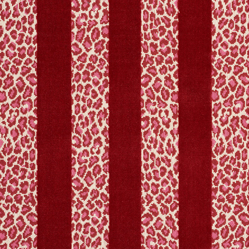Schumacher GUEPARD STRIPE VELVET RED Fabric | Atlanta Fabrics