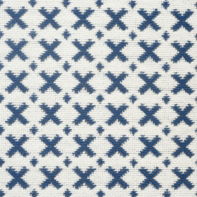 Schumacher ELIAS BLUE & IVORY Fabric | Atlanta Fabrics