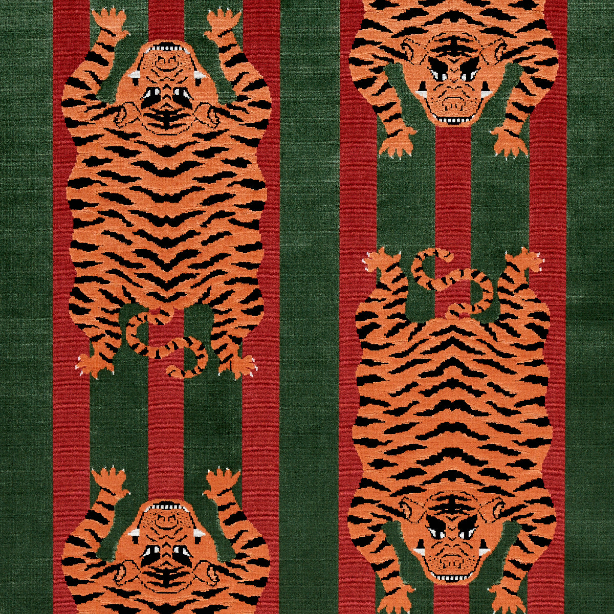 Jokhang Tiger Velvet Red & Green
