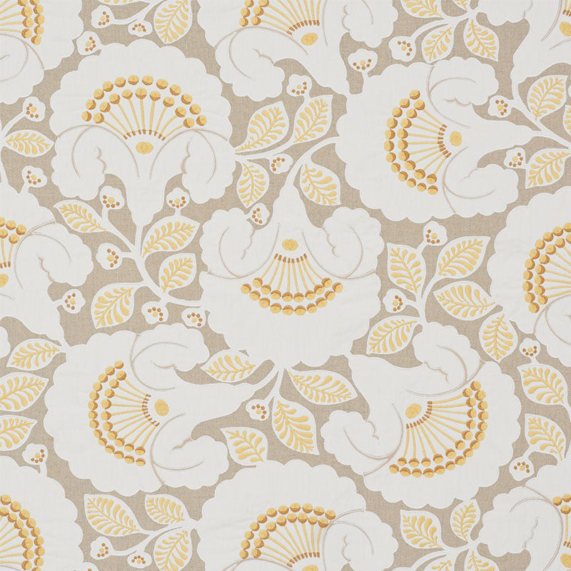 Schumacher JACKIE APPLIQUÌä EMBROIDERY NATURAL Fabric | Atlanta Fabrics