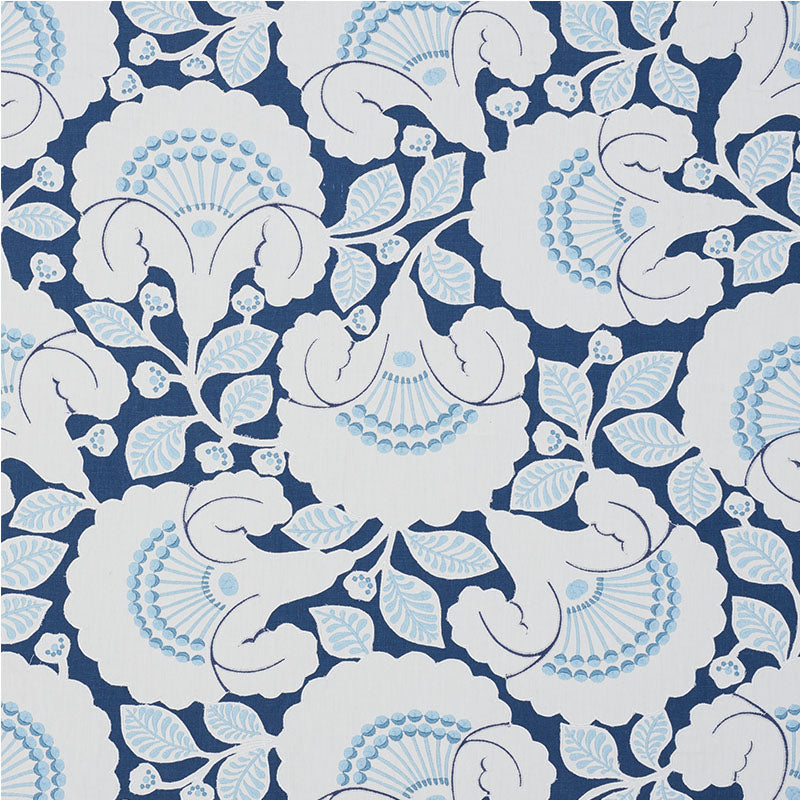 Schumacher JACKIE APPLIQUÌä EMBROIDERY BLUE Fabric | Atlanta Fabrics