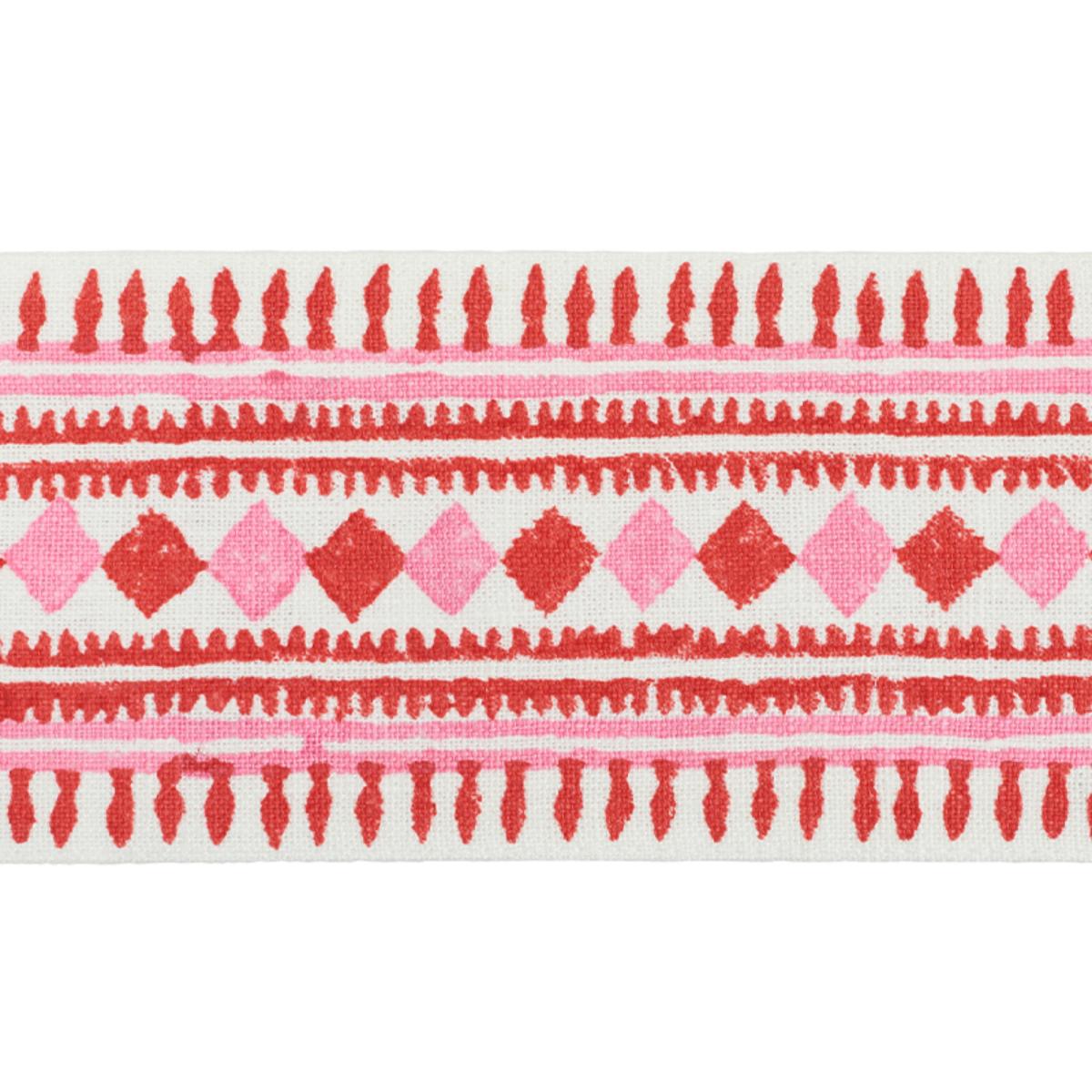 TOULA HAND BLOCKED LINEN TAPE RED & PINK