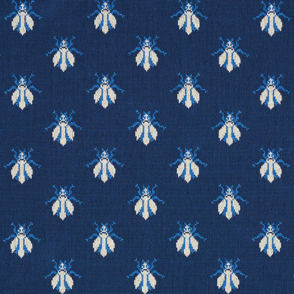SCHUMACHER BEE EPINGLE BLUE FABRIC | Atlanta Fabrics