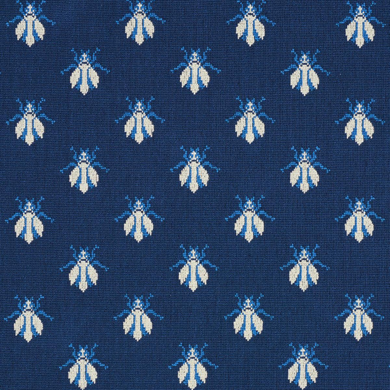 SCHUMACHER BEE EPINGLE BLUE FABRIC | Atlanta Fabrics