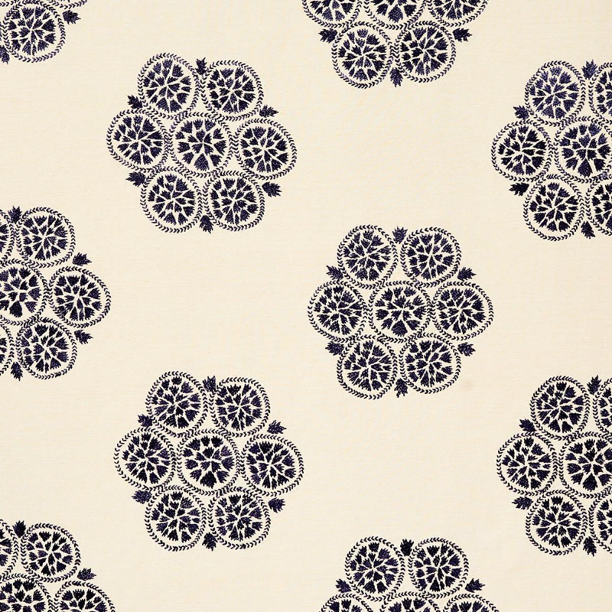 SCHUMACHER ISLA HAND EMBROIDERY SLATE FABRIC | Atlanta Fabrics