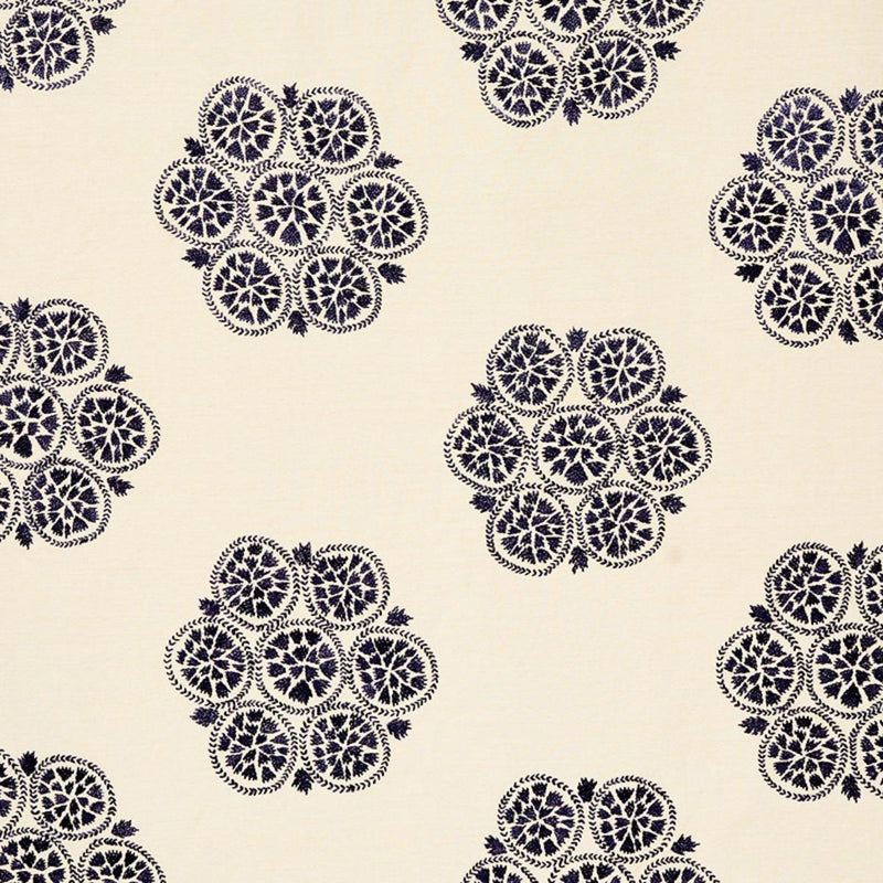 SCHUMACHER ISLA HAND EMBROIDERY SLATE FABRIC | Atlanta Fabrics