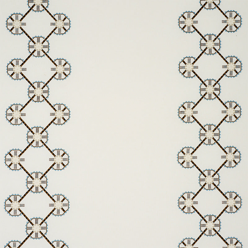 Schumacher CHAMIZAL EMBROIDERY NEUTRAL & SKY Fabric | Atlanta Fabrics
