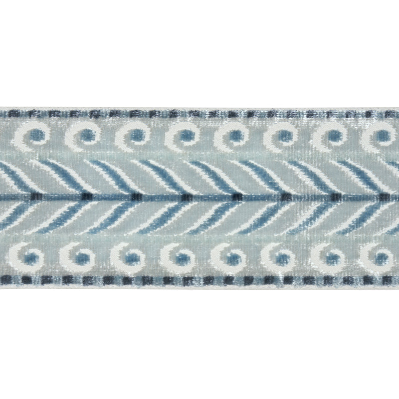 Schumacher MARION VELVET TAPE SKY Trim | Atlanta Fabrics