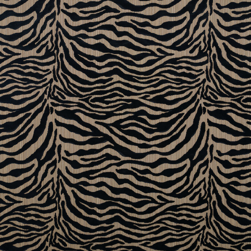 Schumacher REGINE STRIE VELVET EBONY Fabric | Atlanta Fabrics