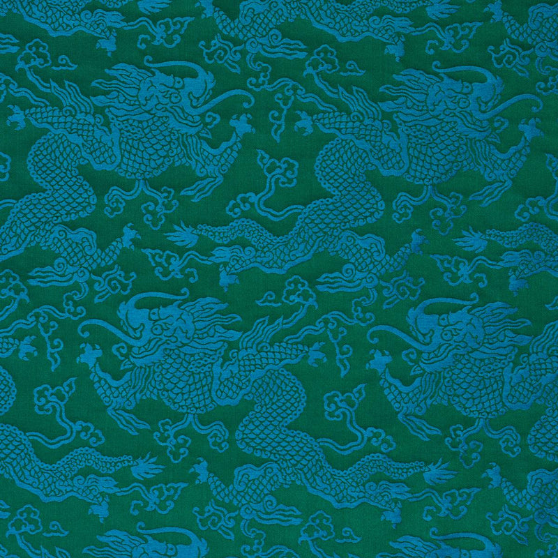 SCHUMACHER RUAN DRAGON DAMASK EMERALD FABRIC | Atlanta Fabrics