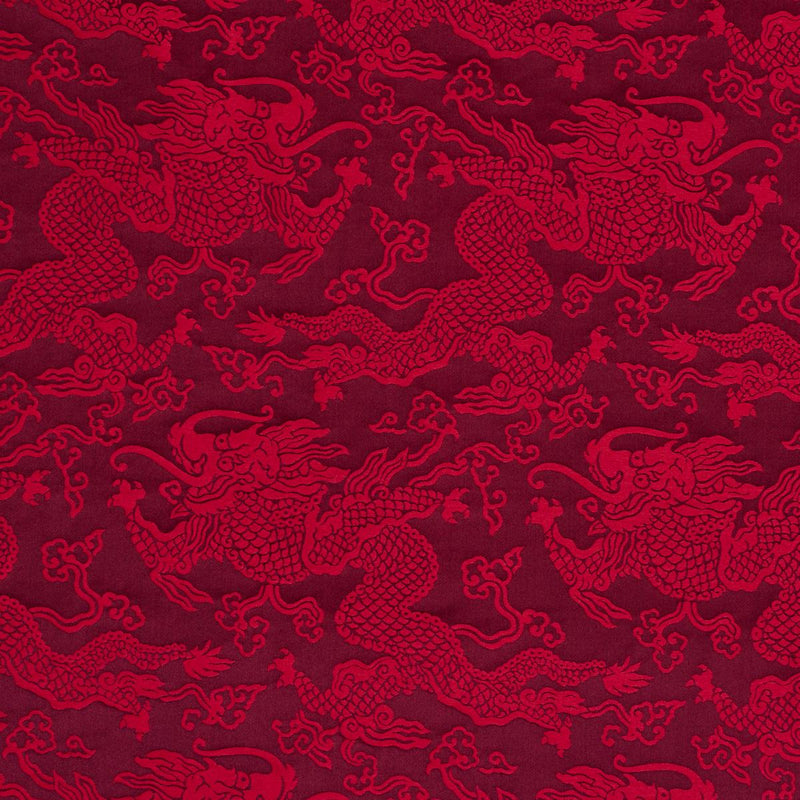 SCHUMACHER RUAN DRAGON DAMASK GARNET FABRIC | Atlanta Fabrics