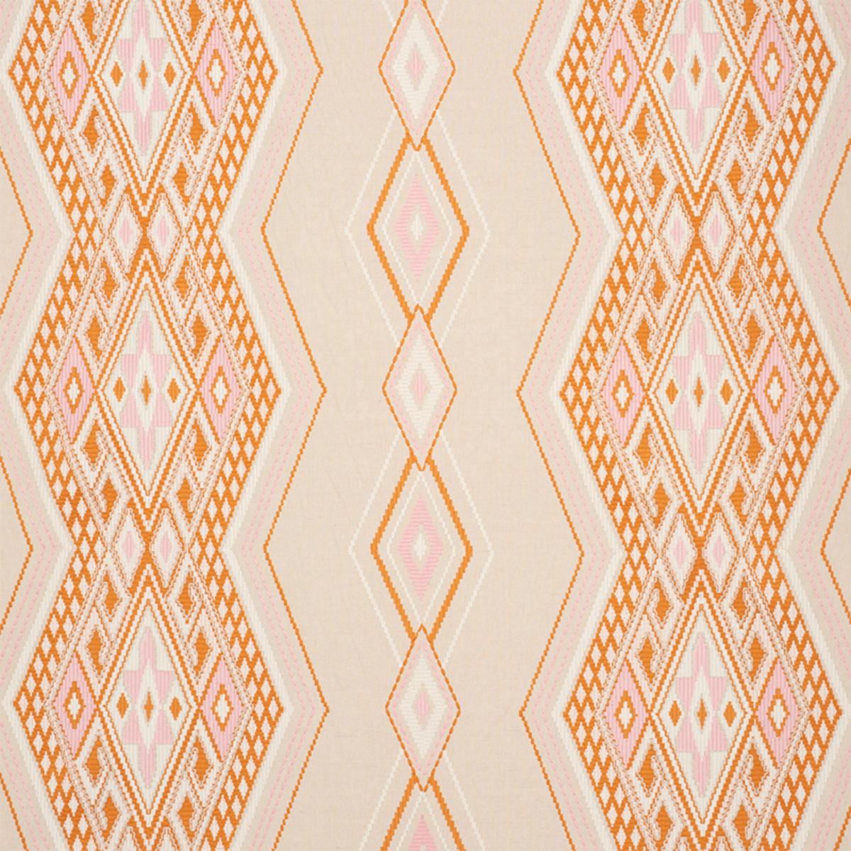 SCHUMACHER BAYETA EMBROIDERY PINK & ORANGE FABRIC | Atlanta Fabrics