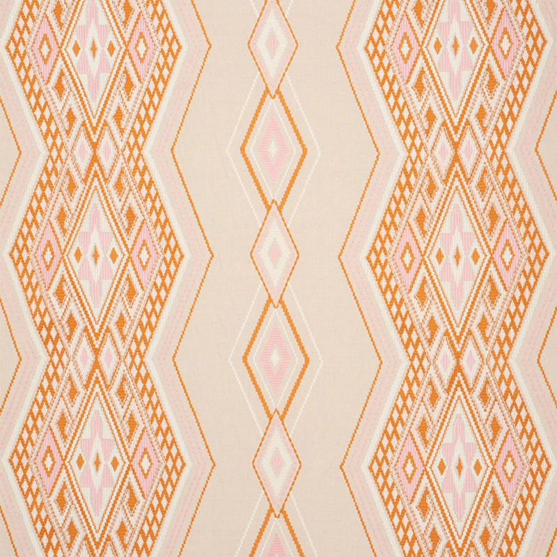 SCHUMACHER BAYETA EMBROIDERY PINK & ORANGE FABRIC | Atlanta Fabrics