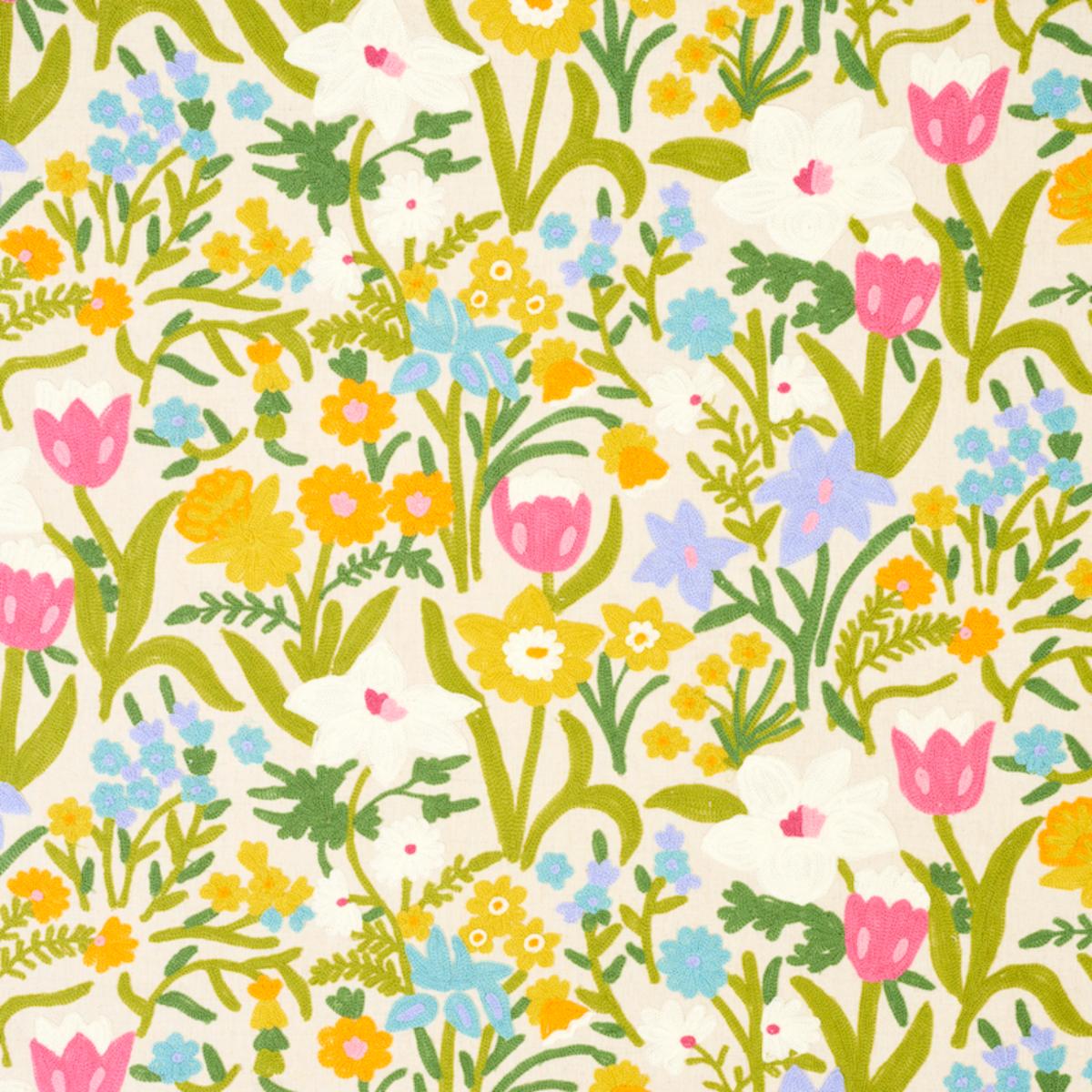 SCHUMACHER CREWEL GARDEN MULTI FABRIC | Atlanta Fabrics