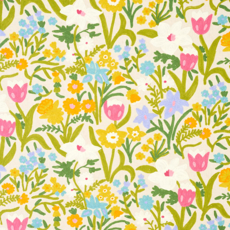 SCHUMACHER CREWEL GARDEN MULTI FABRIC | Atlanta Fabrics