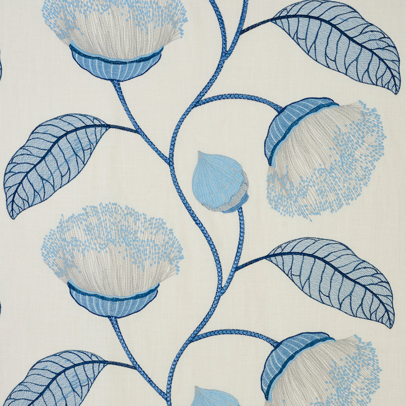 Schumacher Celinda Embroidery BLUE Fabric | Atlanta Fabrics