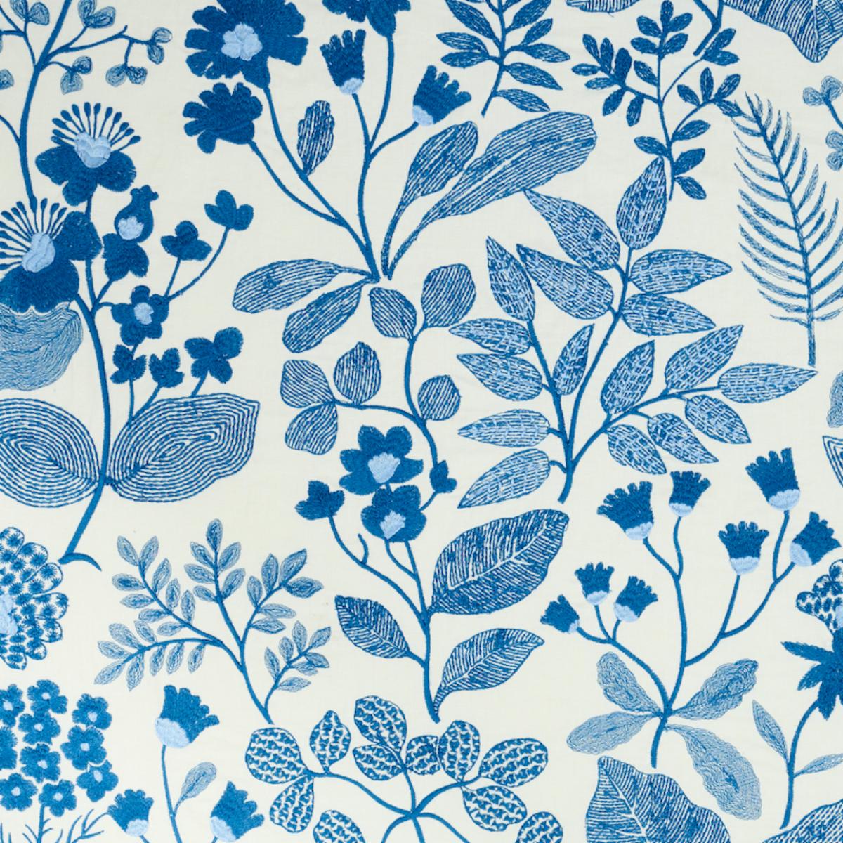 SCHUMACHER EMALINE EMBROIDERY BLUE FABRIC | Atlanta Fabrics