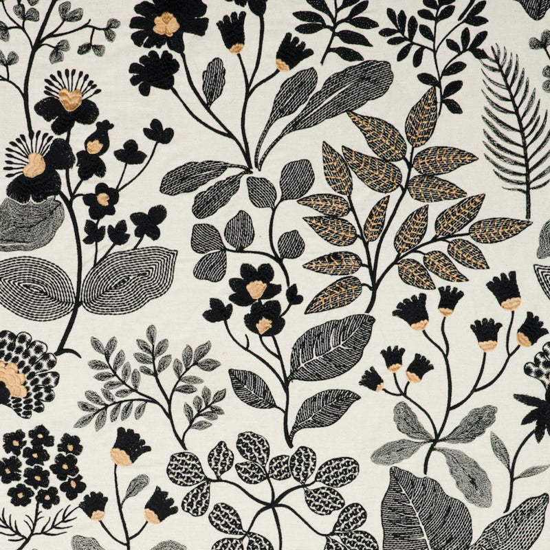 SCHUMACHER EMALINE EMBROIDERY BLACK FABRIC | Atlanta Fabrics