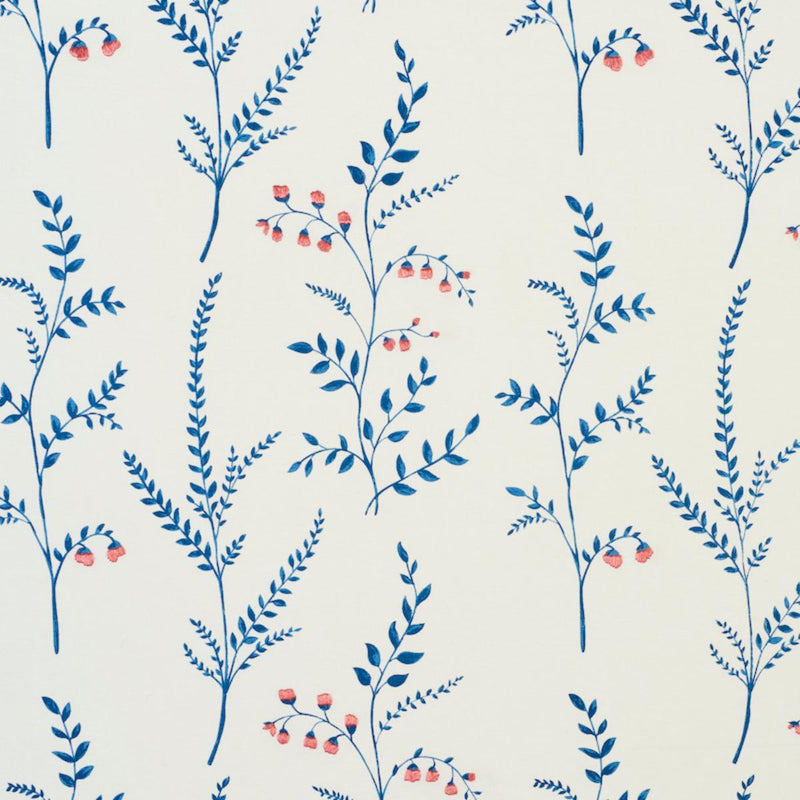 SCHUMACHER Cynthia Embroidered Print BLUE FABRIC | Atlanta Fabrics