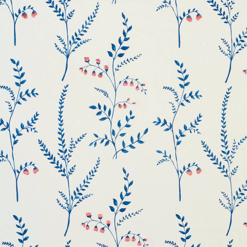 Schumacher Cynthia Embroidered Print BLUE Fabric | Atlanta Fabrics