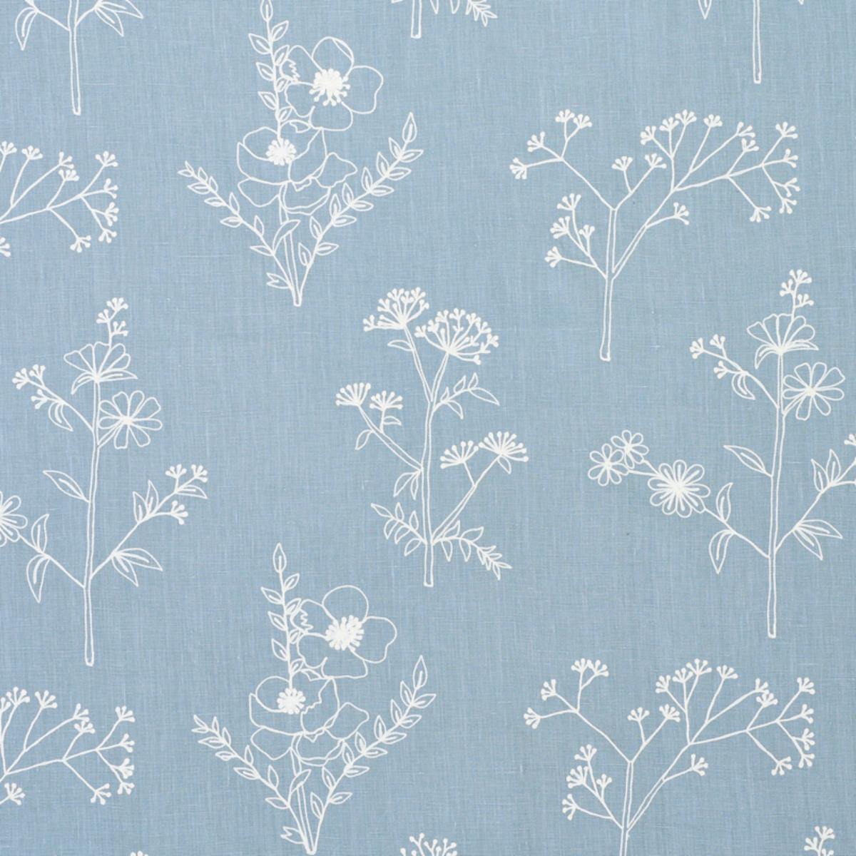 SCHUMACHER LISBETH EMBROIDERY BLUE FABRIC | Atlanta Fabrics
