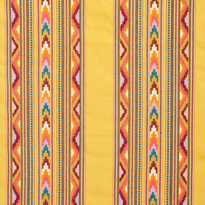 SCHUMACHER ZARZUELA STRIPE EMBROIDERY SAFFRON FABRIC | Atlanta Fabrics